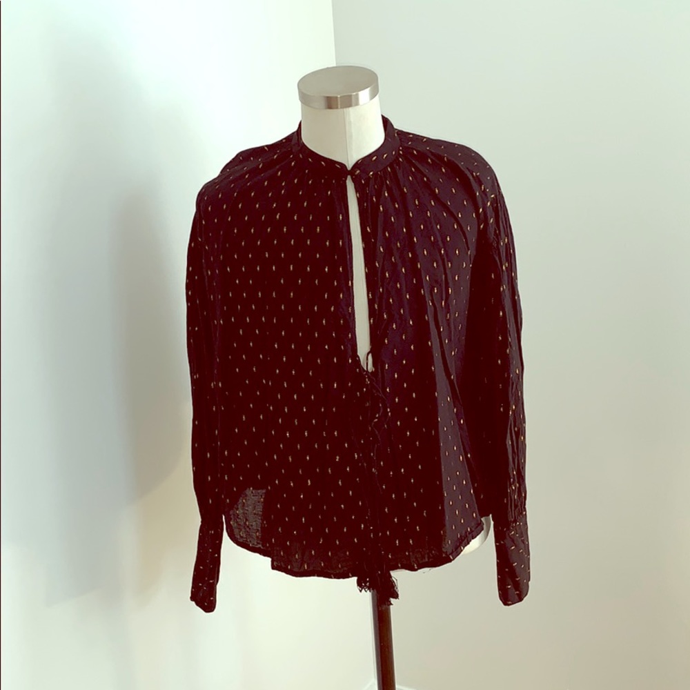 Free People Black Peasant Blouse